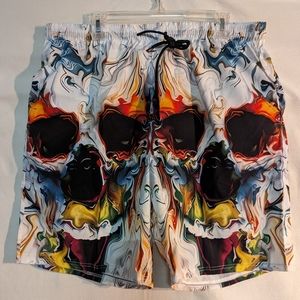 Flaming Clown Board Shorts, Beach Shorts